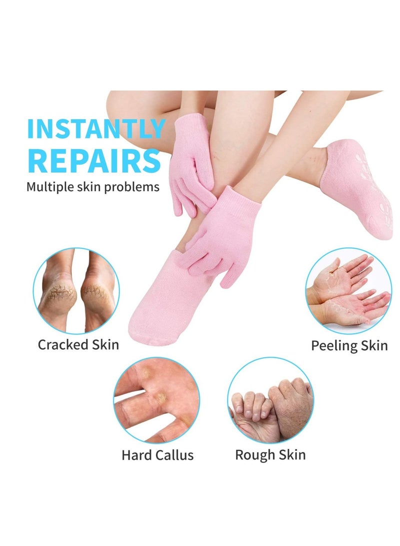 HI FINE CARE 4 PCS Moisturizing Gloves and Socks, Gel Spa Moisturizing Therapy Sock ＆ Glove, Soften Repairing Dry Cracked, Hands Feet Skin Care, Effective in Repair Dry and Chapped Hands and Feet Skin Care  - Image 4
