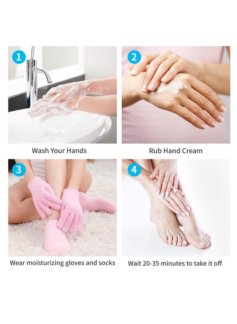HI FINE CARE 4 PCS Moisturizing Gloves and Socks, Gel Spa Moisturizing Therapy Sock ＆ Glove, Soften Repairing Dry Cracked, Hands Feet Skin Care, Effective in Repair Dry and Chapped Hands and Feet Skin Care  - Image 5