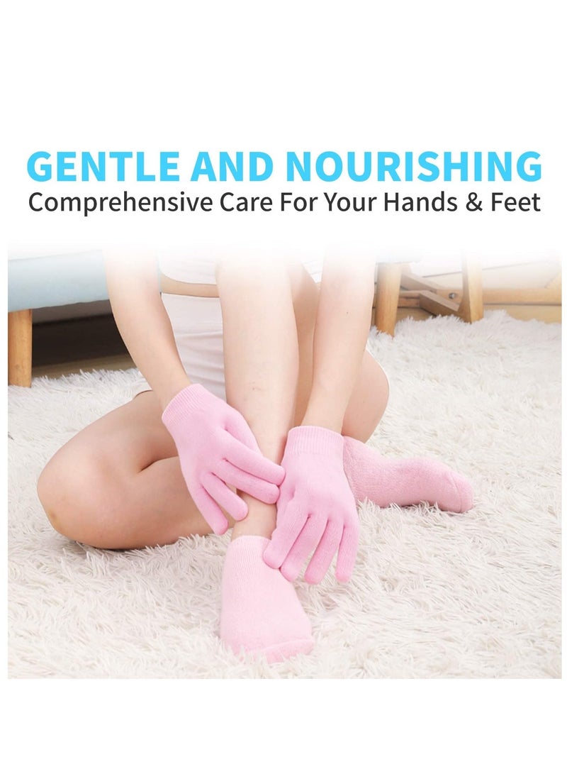HI FINE CARE 4 PCS Moisturizing Gloves and Socks, Gel Spa Moisturizing Therapy Sock ＆ Glove, Soften Repairing Dry Cracked, Hands Feet Skin Care, Effective in Repair Dry and Chapped Hands and Feet Skin Care  - Image 3