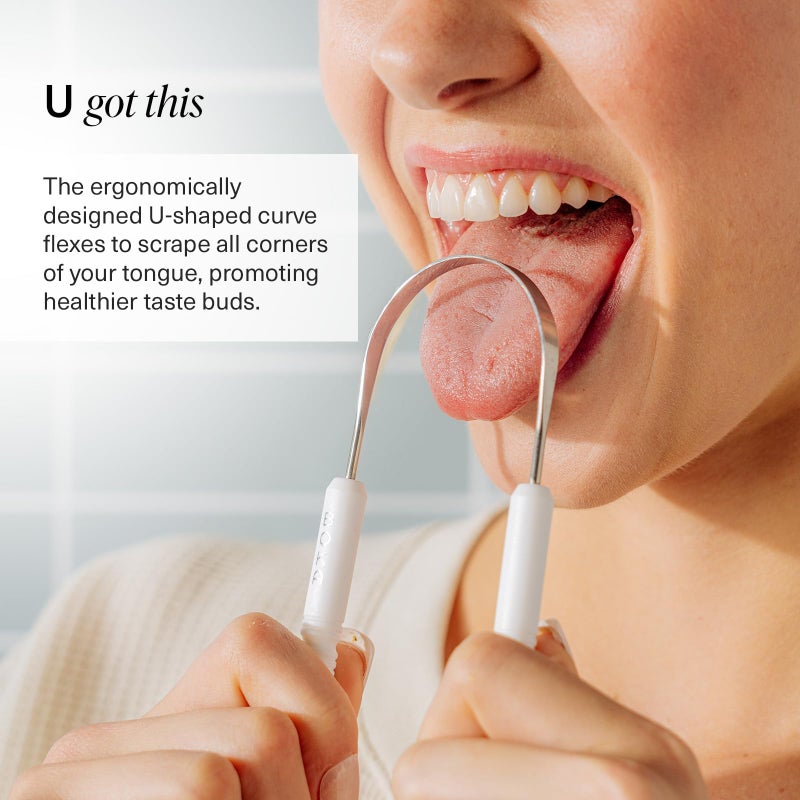 Boka Tongue Scraper for Adults & Kids with Case - Stainless Steel Tongue Cleaner w/Linen Travel Pouch - Scrubber to Remove Tongue Buildup and Freshens Breath (Pack of 1) - Image 4