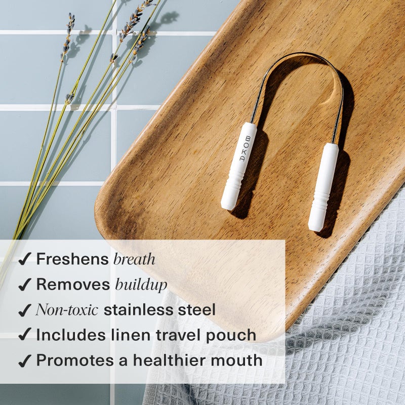 Boka Tongue Scraper for Adults & Kids with Case - Stainless Steel Tongue Cleaner w/Linen Travel Pouch - Scrubber to Remove Tongue Buildup and Freshens Breath (Pack of 1) - Image 2
