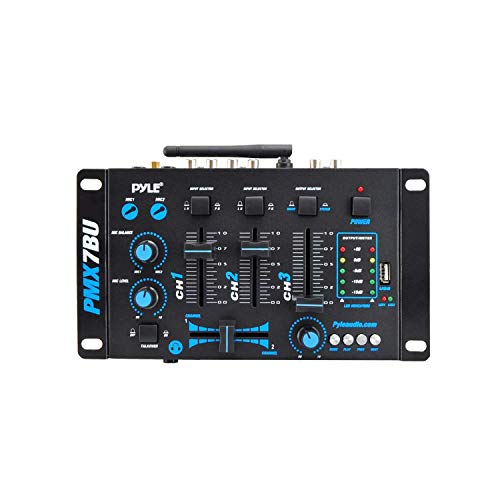 Pyle Wireless DJ Audio Mixer - 3 Channel Bluetooth Compatible DJ Controller Sound Mixer, Mic-Talkover, USB Reader, Dual RCA Phono/Line In, Microphone Input, Headphone Jack, Black - PMX7BU - Image 5