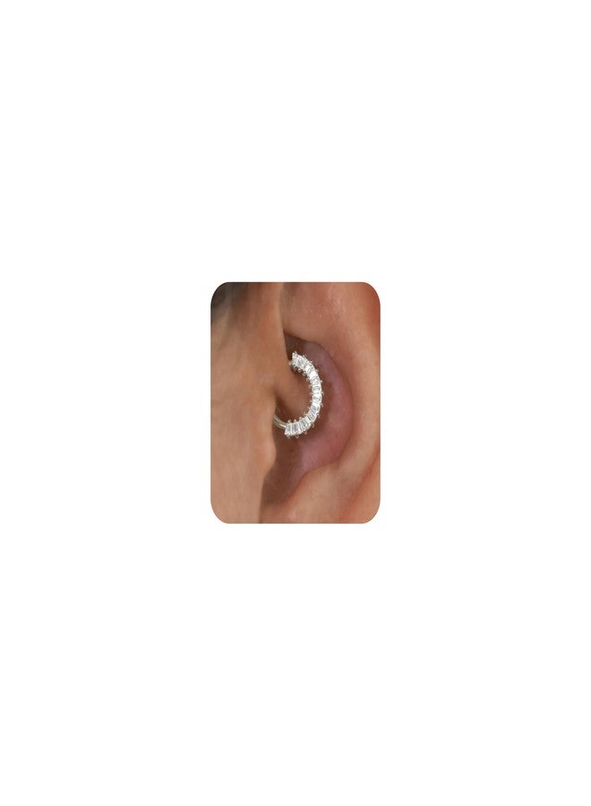 ShineRose Cartilage Daith Earrings For Women Small 14K Gold Plated Hoop Hypoallergenic Helix Piercing Huggie Surgical Steel Diamond Implant Cubic Zirconia Jewelry, 16g-8mm, Brass, Cubic Zirconia - Image 1
