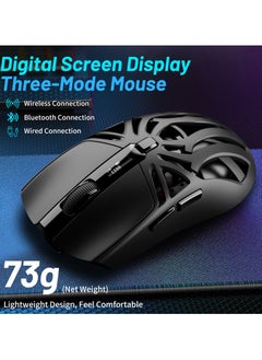 UCHUANG Digital screen display Tri-Mode mouse Wireless Connection and Bluetootn Connecion and Wired Connection,Programmable Mice, PC/Laptop/Mac,E-sports Game - Black  - Image 4