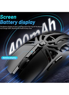 UCHUANG Digital screen display Tri-Mode mouse Wireless Connection and Bluetootn Connecion and Wired Connection,Programmable Mice, PC/Laptop/Mac,E-sports Game - Black  - Image 2