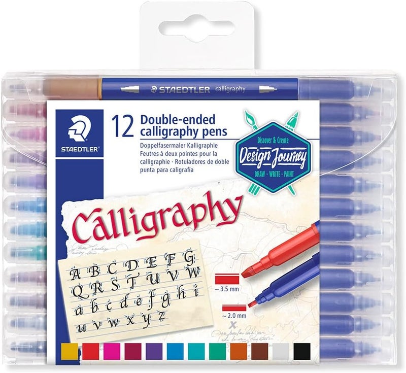 Staedtler Double-Ended Calligraphy Pens - Pack of 12 in Assorted Colors - Image 1