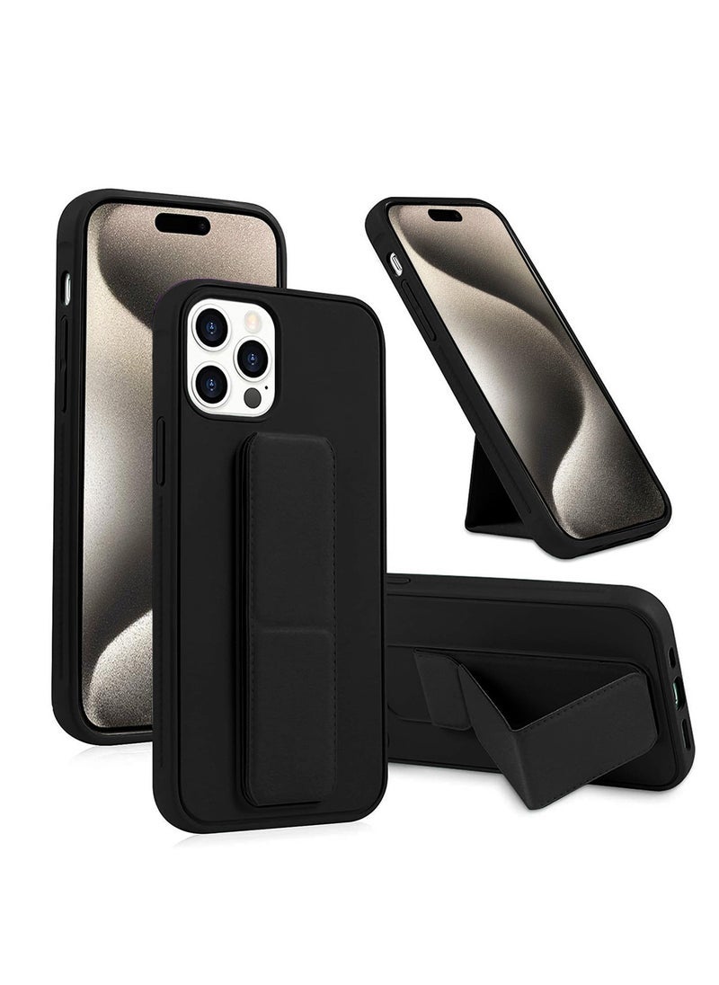 JAJEEK Apple iPhone 15 Pro Max TPU Rubber Silicone Hand Grip Protective Phone Case Cover (MCGHSN) - Black - Image 1