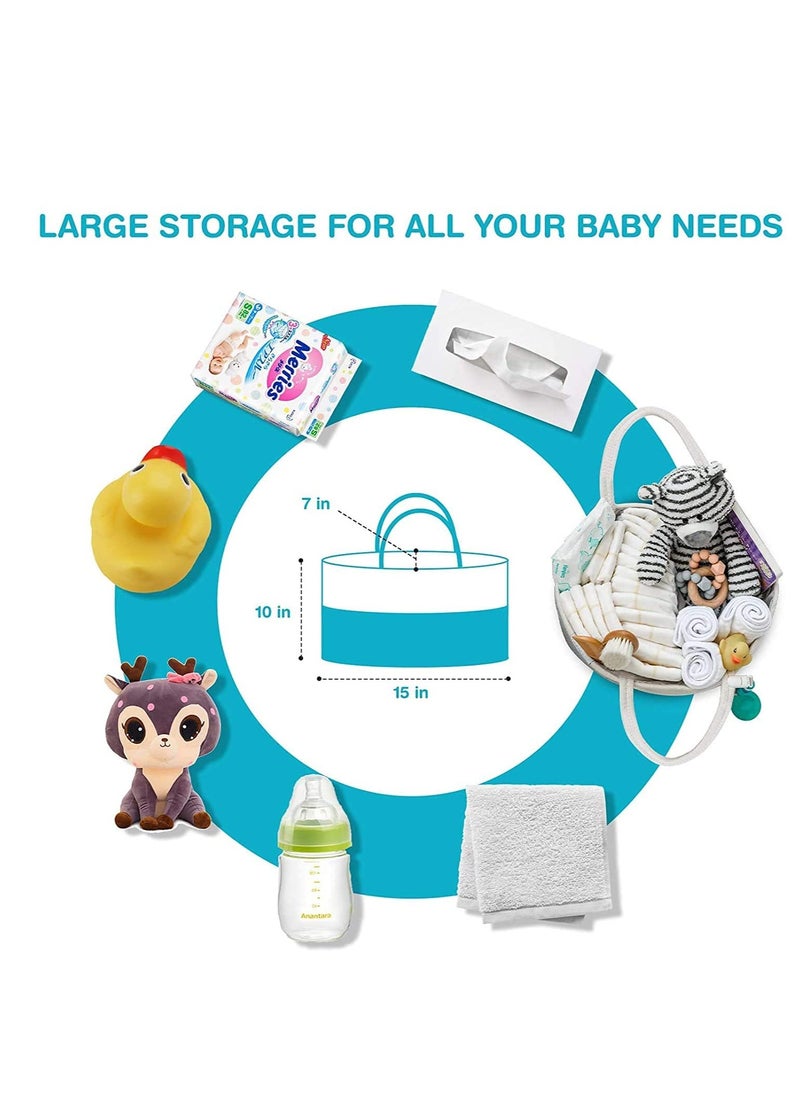 MIXDE Baby Diaper Caddy Organizer, Nursery Storage Basket for Boys Girls,Cotton Rope Diaper Storage Basket, Large Bag Car Bassinet with Removable Inserts, Nursery Storage Bin, 100% White Cotton  - Image 5