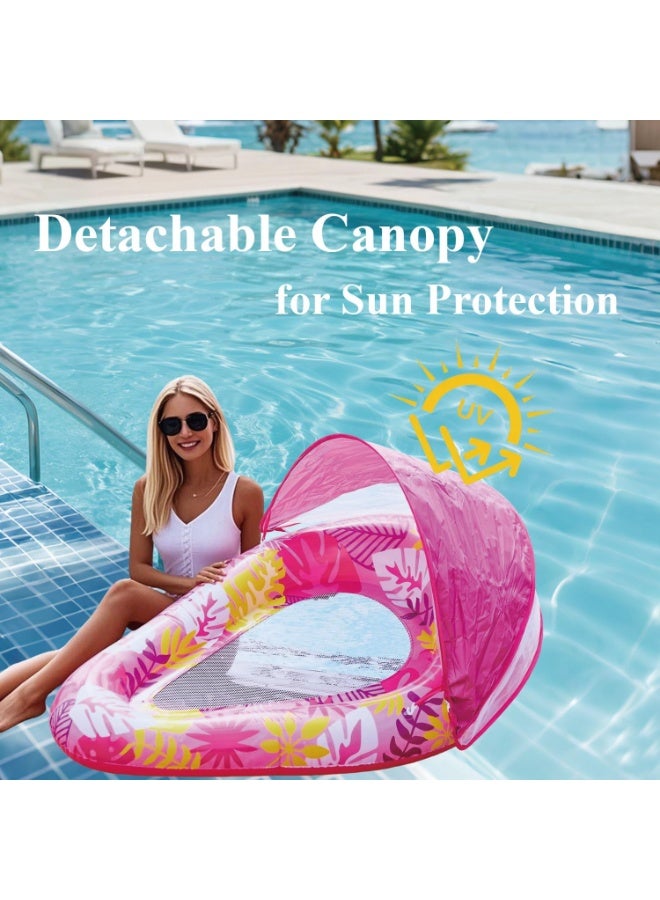 Jorunb Teardrop Inflatable Pool Floats for Adults with Detachable Canopy,Water Floating Recliner,Portable Lounge Raft for Summer,Pool Party,Lake or Beach Pink - Image 5