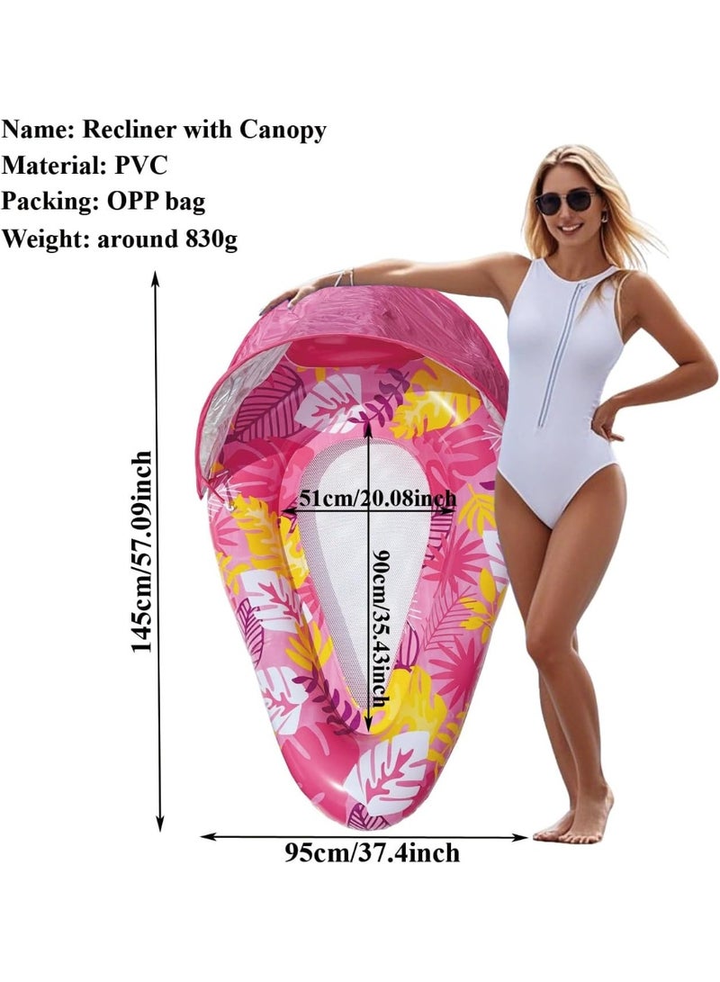 Jorunb Teardrop Inflatable Pool Floats for Adults with Detachable Canopy,Water Floating Recliner,Portable Lounge Raft for Summer,Pool Party,Lake or Beach Pink - Image 3