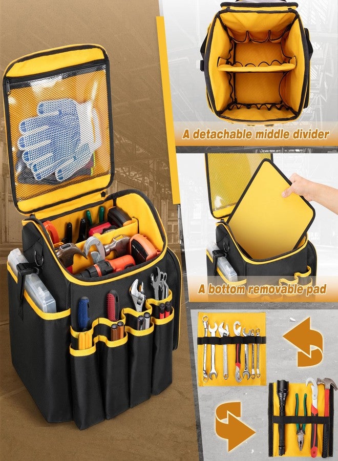 Marscamd Tool Bag with a Detachable Divider, Tool Tote with Multiple Pockets, Black - Image 2