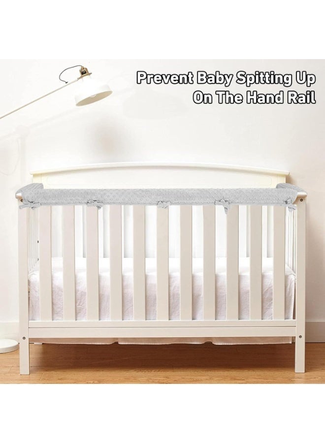 مجموعة أغطية حماية لسرير الأطفال من 3 قطع، مقاس 128×18 سم/68×18 سم، غطاء حماية آمن للتسنين، يناسب السور الجانبي والأمامي لحماية سرير الأطفال (رمادي) - Image 2