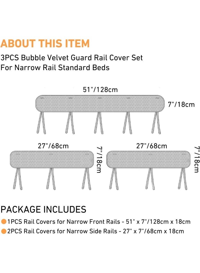 مجموعة أغطية حماية لسرير الأطفال من 3 قطع، مقاس 128×18 سم/68×18 سم، غطاء حماية آمن للتسنين، يناسب السور الجانبي والأمامي لحماية سرير الأطفال (رمادي) - Image 5
