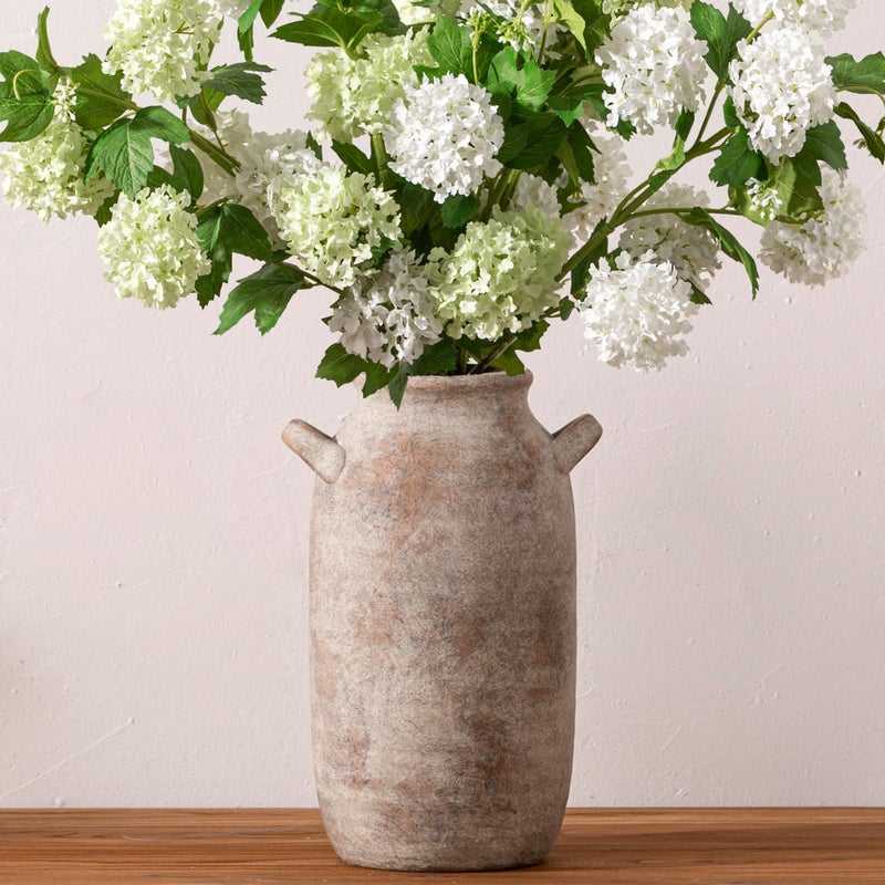 Vanselia Large Flower Vase Home Decor - 12 inch Tall Ceramic Farmhouse Rustic Table Vases with Handle Living Room Decoration Decorative Modern Pottery for Floor Kitchen Shelf Coffee Dining Desk Fireplace - Image 1