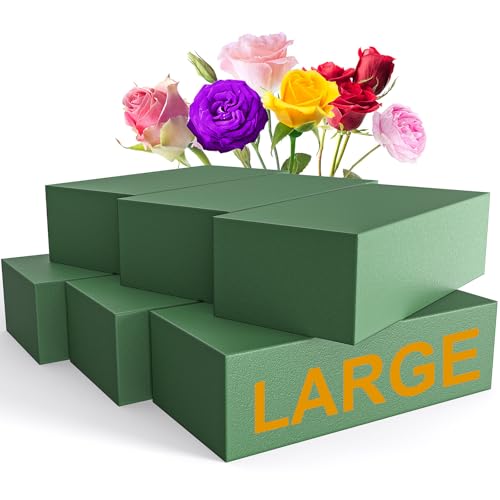 AYNAUHX New 6 Pack Large Floral Flower Foam Blocks Green Plant Foam for Flower Arrangements Wet Dry Florist Foam Styrofoam for Fresh and Artificial Flowers 75L X 35W X 2H - Image 1
