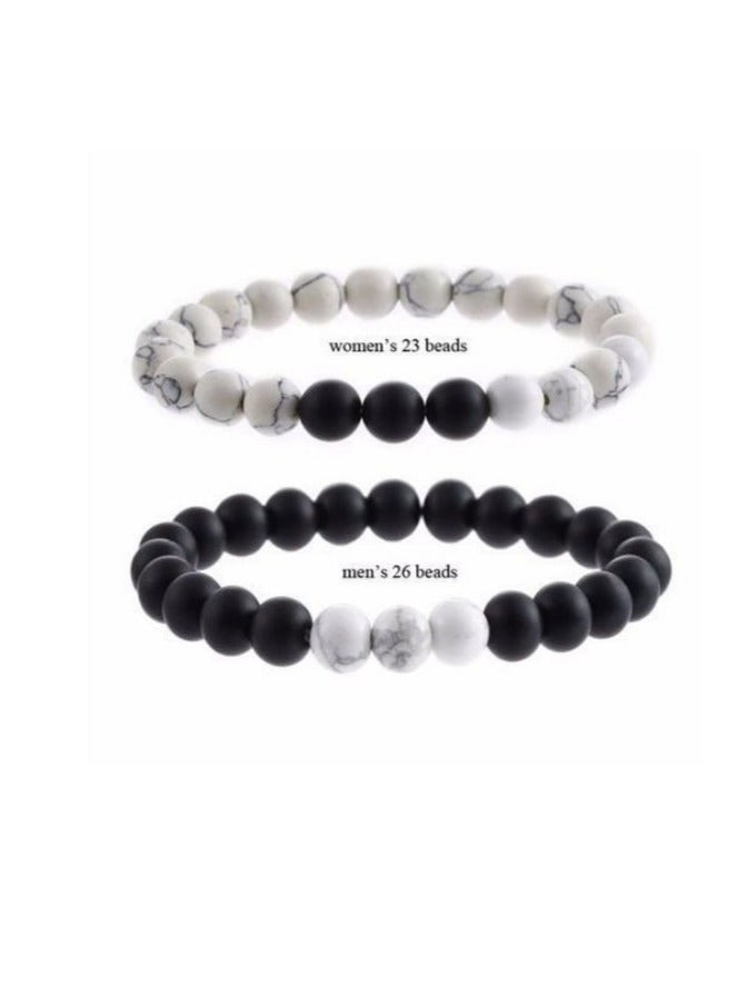 RA accessories Unisex Bracelet Of Off-White Turquoise & Black Onyx-Two Pieces - Image 1
