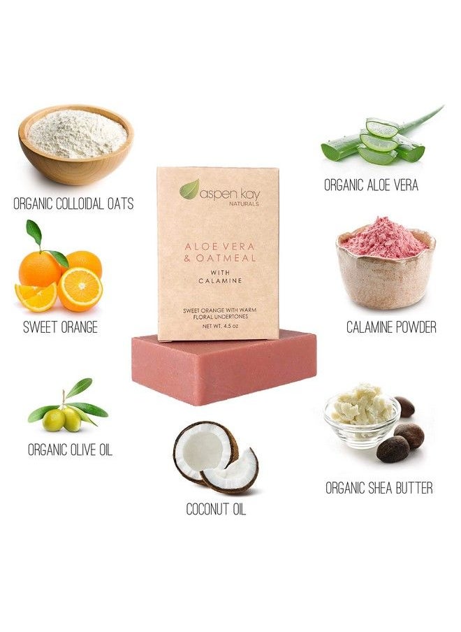 Aspen Kay Naturals - Handmade Calamine Soap Bar For Face & Body Organic Aloe Vera & Colloidal Oats Natural Soap With Organic Skin Loving Oil Gentle Soap Made In The Usa 4.5 Oz - Image 1