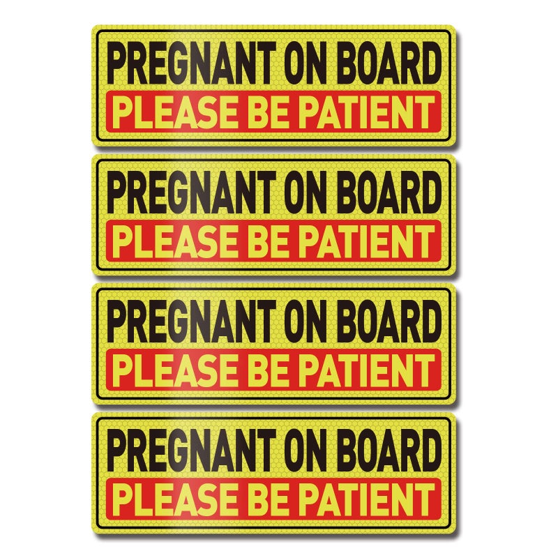 YIKIADA Pregnant on Board Car Magnet 4 Pack 12 4 Inches Reflective Caution Pregnant Woman on Board Warning Magnetic Safety Pregnant in Car Decal for Cars Trucks Vans - Image 3