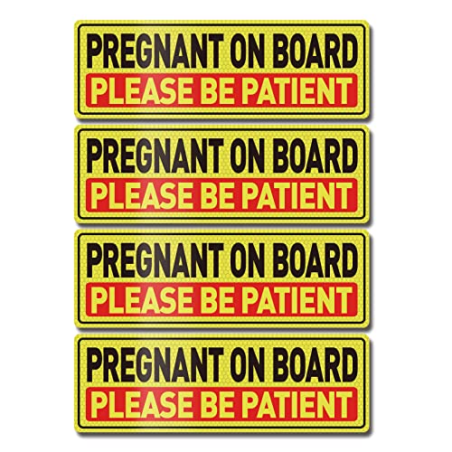 YIKIADA Pregnant on Board Car Magnet 4 Pack 12 4 Inches Reflective Caution Pregnant Woman on Board Warning Magnetic Safety Pregnant in Car Decal for Cars Trucks Vans - Image 1