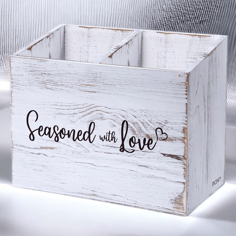 Acenity Acenity Cooking Utensil Holder, Cute Kitchen Counter Organizer, Utensil Caddy, Lovely Farmhouse Kitchen decor (White)  - Image 1