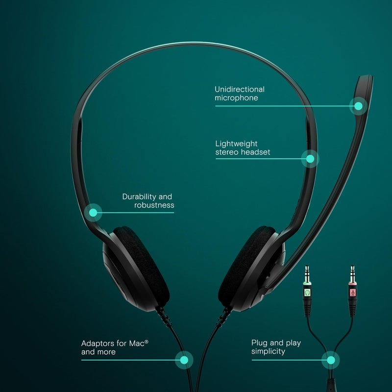 EPOS PC 3 Chat - Durable On-Ear Wired Headset - Noise Cancelling Microphone for Casual Gaming and Easy Connectivity - Lightweight Stereo Quality Sound - Great for Internet Telephony & E-Learners - Image 2
