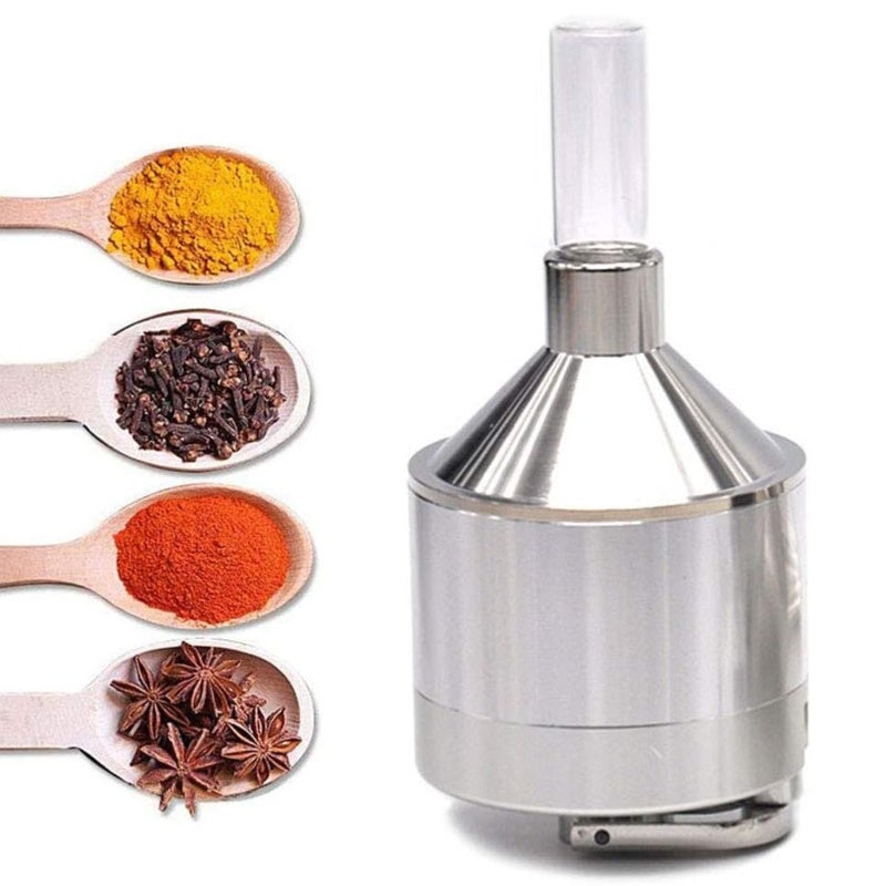 Manual Aluminum Grinder: Ergonomic Handle For Effortless Grinding - Integrated Glass Bottle For Convenient Storage - Precision Mesh Filter For Consistent Texture For Home Kitchen, Travel And On-The-Go - Image 1