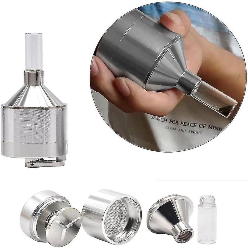 Manual Aluminum Grinder: Ergonomic Handle For Effortless Grinding - Integrated Glass Bottle For Convenient Storage - Precision Mesh Filter For Consistent Texture For Home Kitchen, Travel And On-The-Go - Image 2