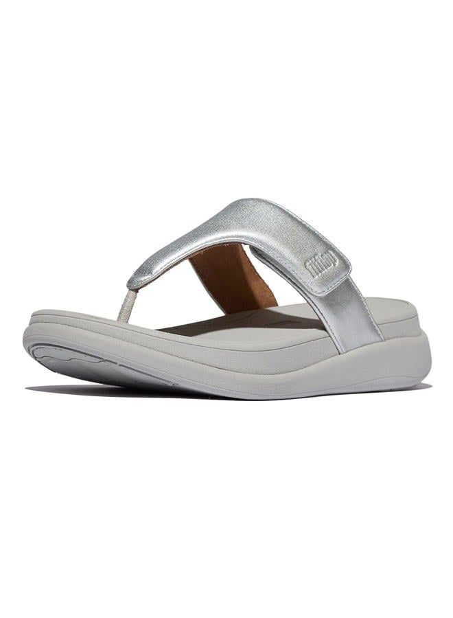 FitFlop Women's F-Mode Go Adjustable Flatform Toe-Post Sandals Wedge, Silver, 41 EU - Image 3