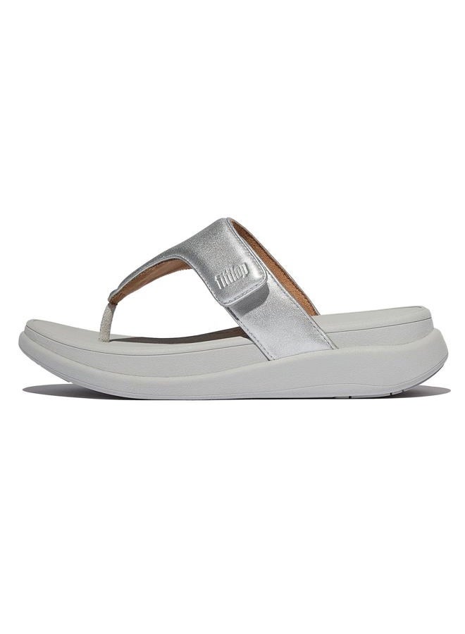 FitFlop Women's F-Mode Go Adjustable Flatform Toe-Post Sandals Wedge, Silver, 41 EU - Image 1