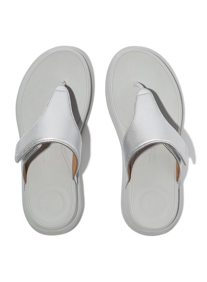 FitFlop Women's F-Mode Go Adjustable Flatform Toe-Post Sandals Wedge, Silver, 41 EU - Image 4