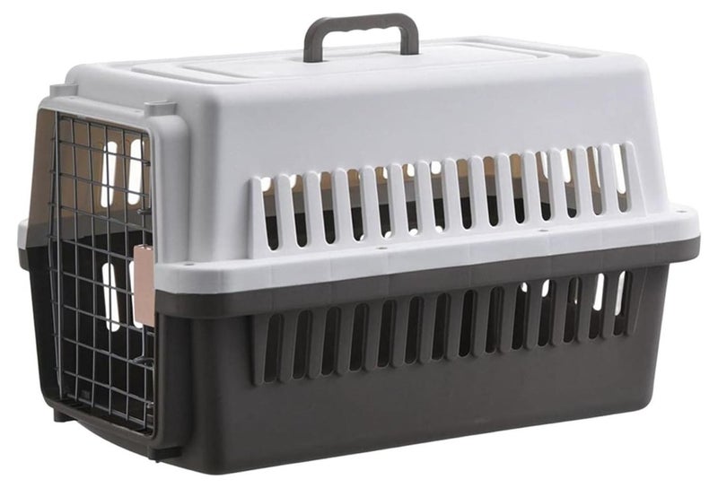 UREVO Portable Hard-Sided Pet Carrier Carry Breathable Crate Puppy Cage Tote Transport Box Travel Kennel for Cats, Kitten, Dogs,Trips Outdoor, Safety closure system, Aeration grids, Black & Grey - Image 1