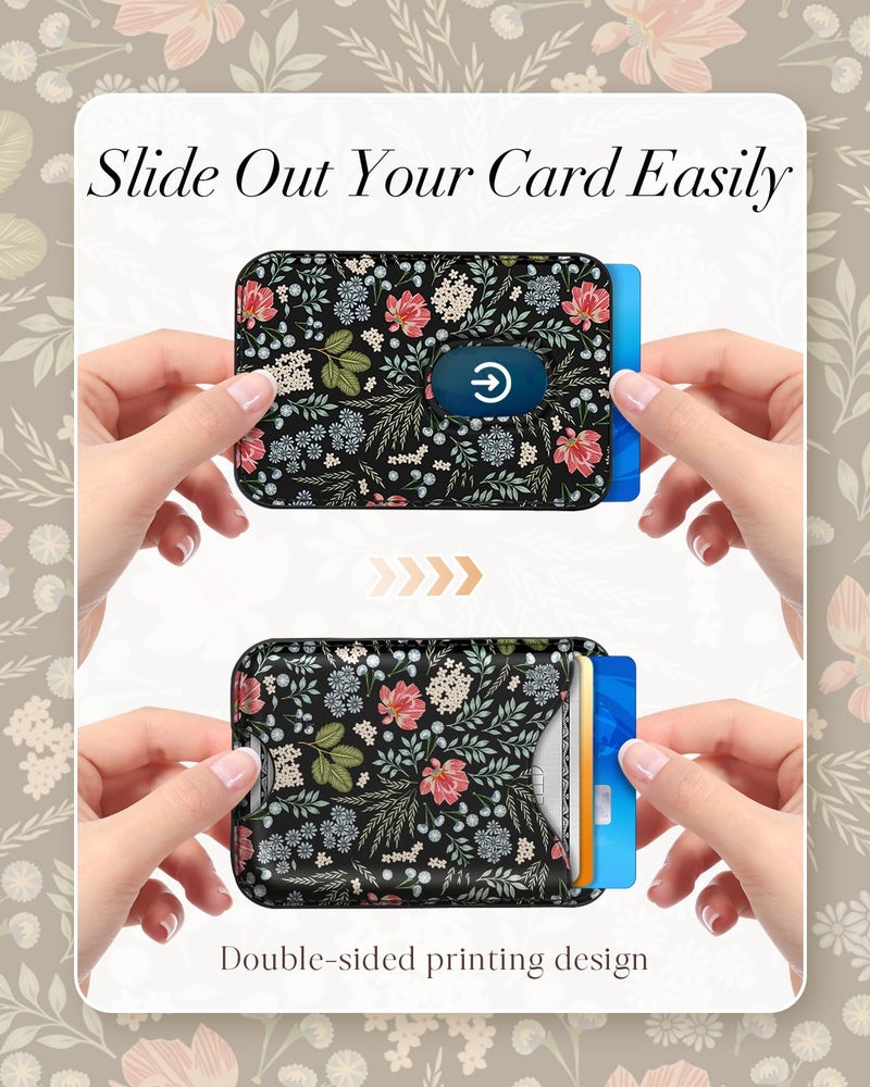 Shorogyt Compatible with Magsafe Wallet Magnetic Card Holder - Phone Wallets Cute Big Flower Design for Women Teen Girls Slim for iPhone 17/16/15/14/13/12 Series for Apple RFID Magnet, Fit 3 Cards - Image 5