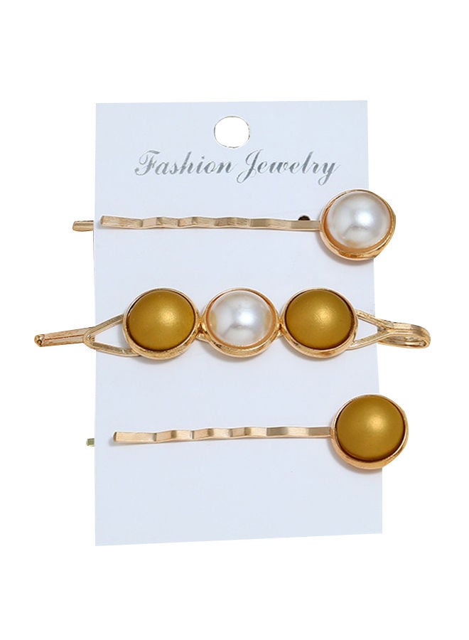 NIBEMINENT 3-Piece Imitation Pearl Design Hair Clips Multicolour One Size