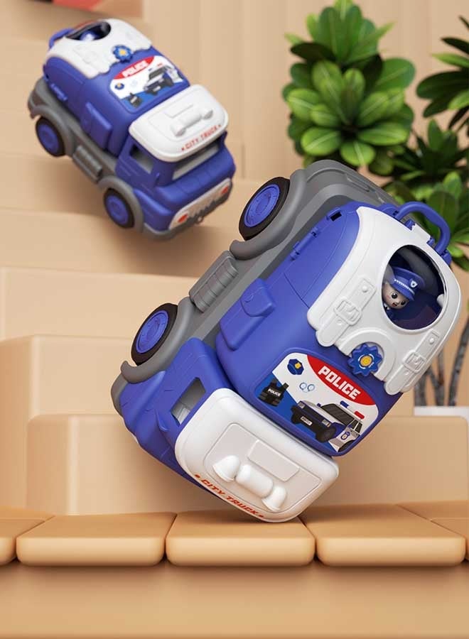 إيزي سو مجموعة ألعاب سيارات تظاهرية 3 في 1، نموذج سيارة شرطة واقعي بثلاثة أشكال يمكن تحويلها بحرية، لعبة تظاهر تفاعلية بين الوالدين والطفل، مجموعة ألعاب سيارات، سيارة لعبة متحولة، نموذج سيارة متعدد الوظائف، هدية رائعة للأولاد والبنات - Image 3