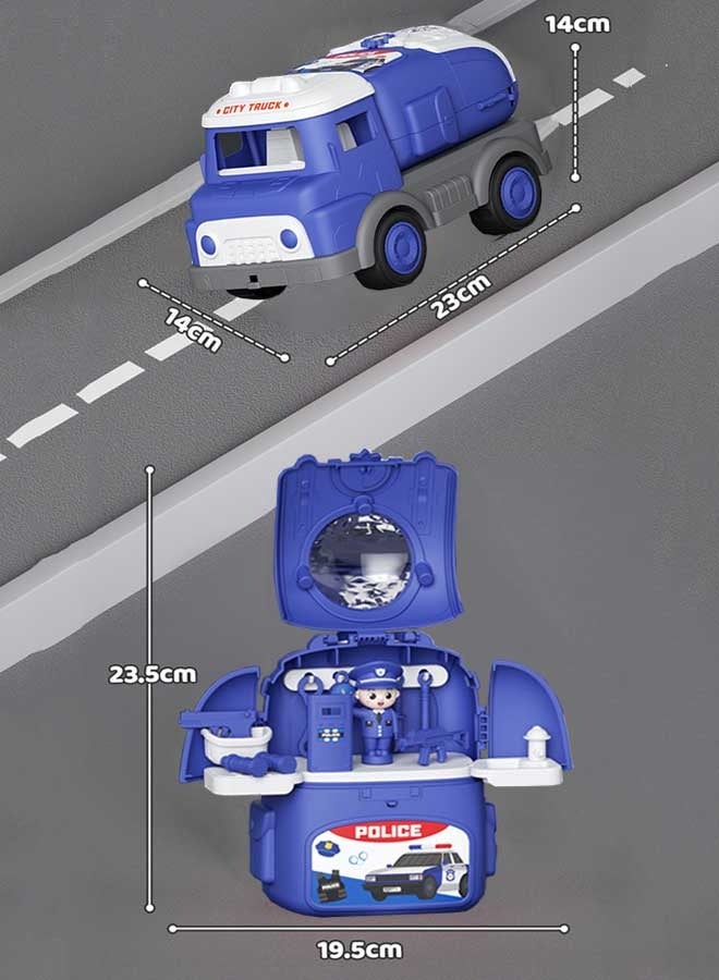 إيزي سو مجموعة ألعاب سيارات تظاهرية 3 في 1، نموذج سيارة شرطة واقعي بثلاثة أشكال يمكن تحويلها بحرية، لعبة تظاهر تفاعلية بين الوالدين والطفل، مجموعة ألعاب سيارات، سيارة لعبة متحولة، نموذج سيارة متعدد الوظائف، هدية رائعة للأولاد والبنات - Image 2