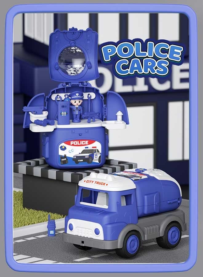 إيزي سو مجموعة ألعاب سيارات تظاهرية 3 في 1، نموذج سيارة شرطة واقعي بثلاثة أشكال يمكن تحويلها بحرية، لعبة تظاهر تفاعلية بين الوالدين والطفل، مجموعة ألعاب سيارات، سيارة لعبة متحولة، نموذج سيارة متعدد الوظائف، هدية رائعة للأولاد والبنات - Image 5