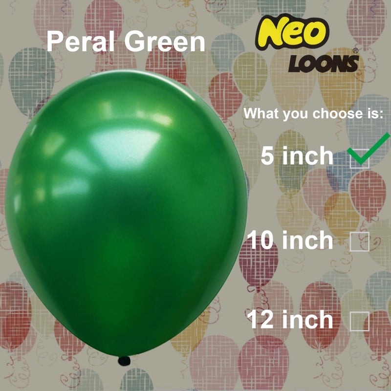 Neo LOONS® 100 pcs 5" Pearl Green Premium Latex Balloons - Great for Kids, Adult Birthdays, Weddings, Receptions, Baby Showers, Water Fights, or Any Celebration - Image 2