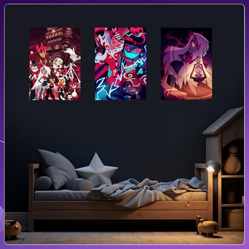 Pounchi Hotel Cartoon Posters (8 Pcs with Glue Dots) 11.2" x 16.5" Cartoon HD Printing Poster Unframed Version for Room Bedroom Club Wall Art Decor for Teens - Image 5