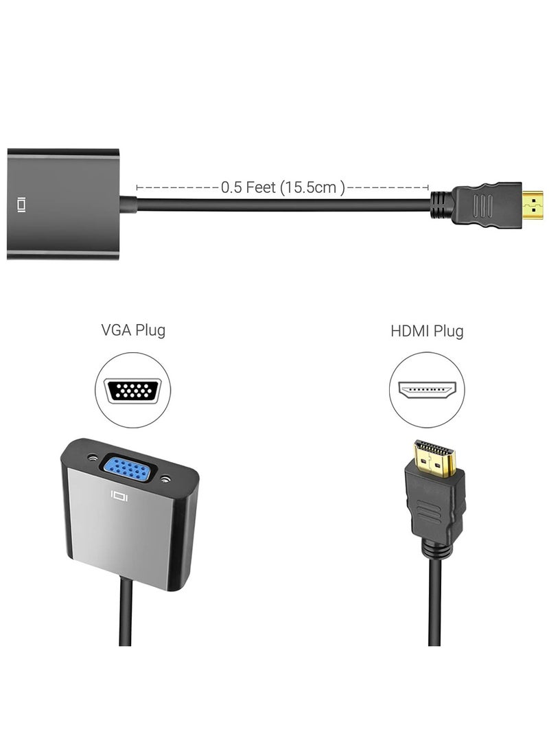 كابل محول HDMI إلى VGA 1080P HD كابل تحويل HDMI إلى VGA لجهاز الكمبيوتر بروجيكتور HDTV محول فيديو موصل لتوسيع الشاشة وتقسيمها - Image 2