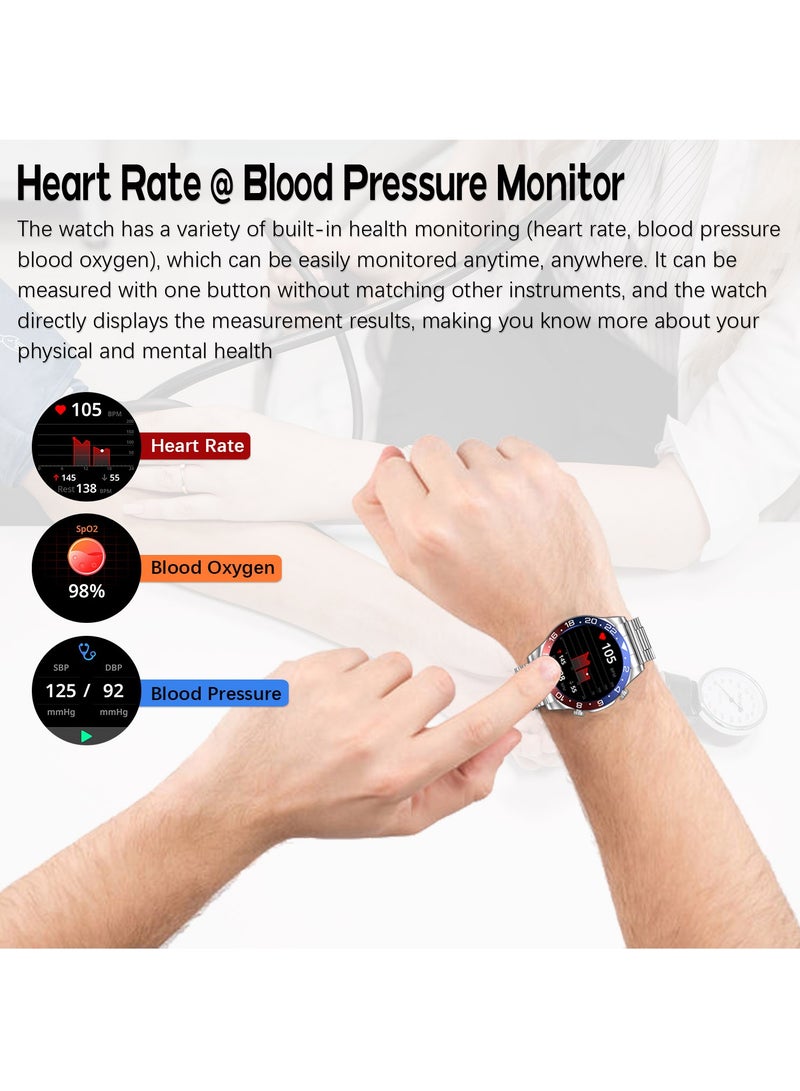RollsTimi  Fashion Men's Smart Watch Business Sports Fitness Tracker Heart Rate Blood Pressure Smartwatch Bluetooth Calls IP68 Waterproof 1.43" AMOLED Screen For Android IOS,Red Blue - Image 4