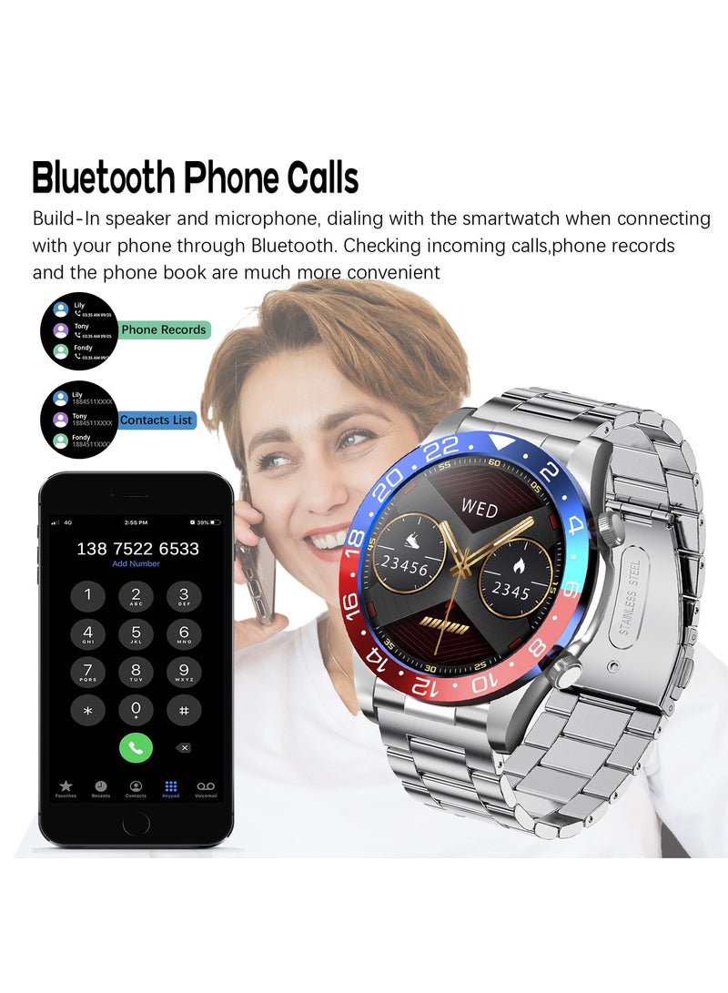 RollsTimi  Fashion Men's Smart Watch Business Sports Fitness Tracker Heart Rate Blood Pressure Smartwatch Bluetooth Calls IP68 Waterproof 1.43" AMOLED Screen For Android IOS,Red Blue - Image 3
