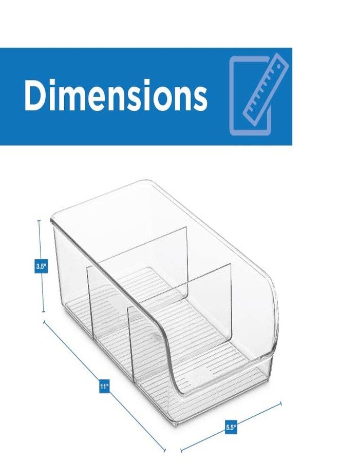 Seseno Set Of 4 Food Storage Organizer Bins - Divided 3 Compartment Kitchen Pantry Fridge Organizers for Food Packets, Seasoning, Spices, Sauce Packets, Pouches, Snacks - Clear Plastic Storage Rack - Image 2