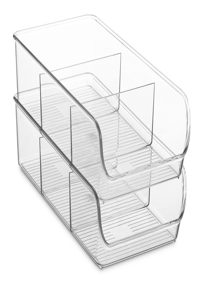 Seseno Set Of 4 Food Storage Organizer Bins - Divided 3 Compartment Kitchen Pantry Fridge Organizers for Food Packets, Seasoning, Spices, Sauce Packets, Pouches, Snacks - Clear Plastic Storage Rack - Image 4