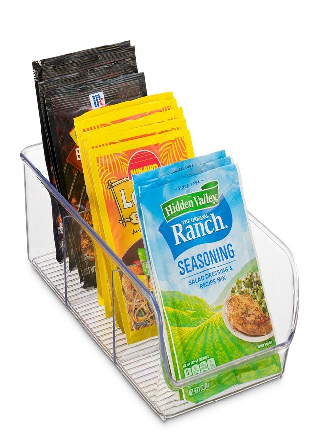 Seseno Set Of 4 Food Storage Organizer Bins - Divided 3 Compartment Kitchen Pantry Fridge Organizers for Food Packets, Seasoning, Spices, Sauce Packets, Pouches, Snacks - Clear Plastic Storage Rack - Image 5