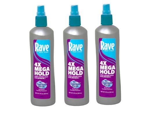 Rave 4X Mega Hairspray with Clima Shield Unscented 11 oz Pack of 3