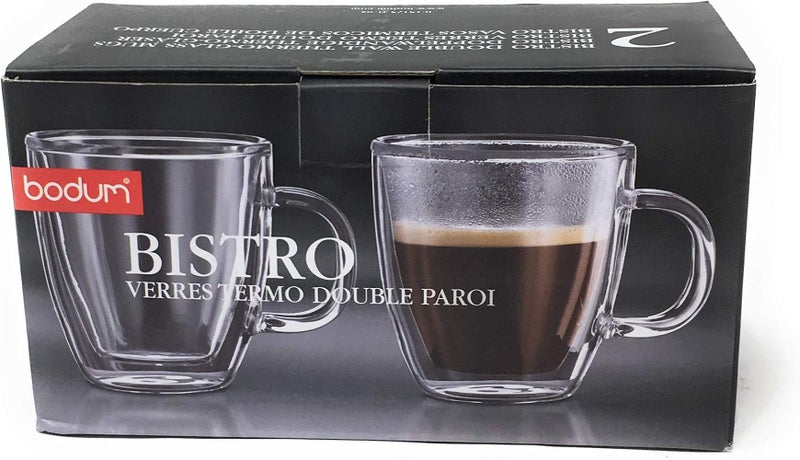 Bodum Bistro Double Wall Mug, Clear, 0.14 Litre, Bd-10602/10, 2 Pieces