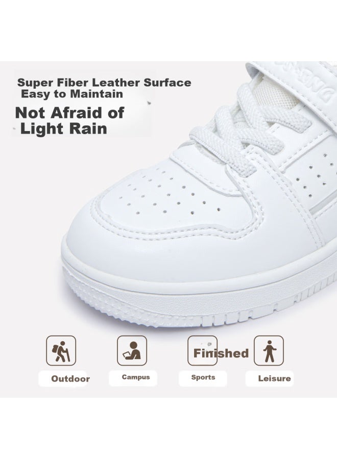 Kids.ing Children's Sneakers, Boys' Spring And Autumn Casual Sports Shoes, Campus White Shoes, Girls' Big Kids Running Shoes, White, Size 32 - Image 2
