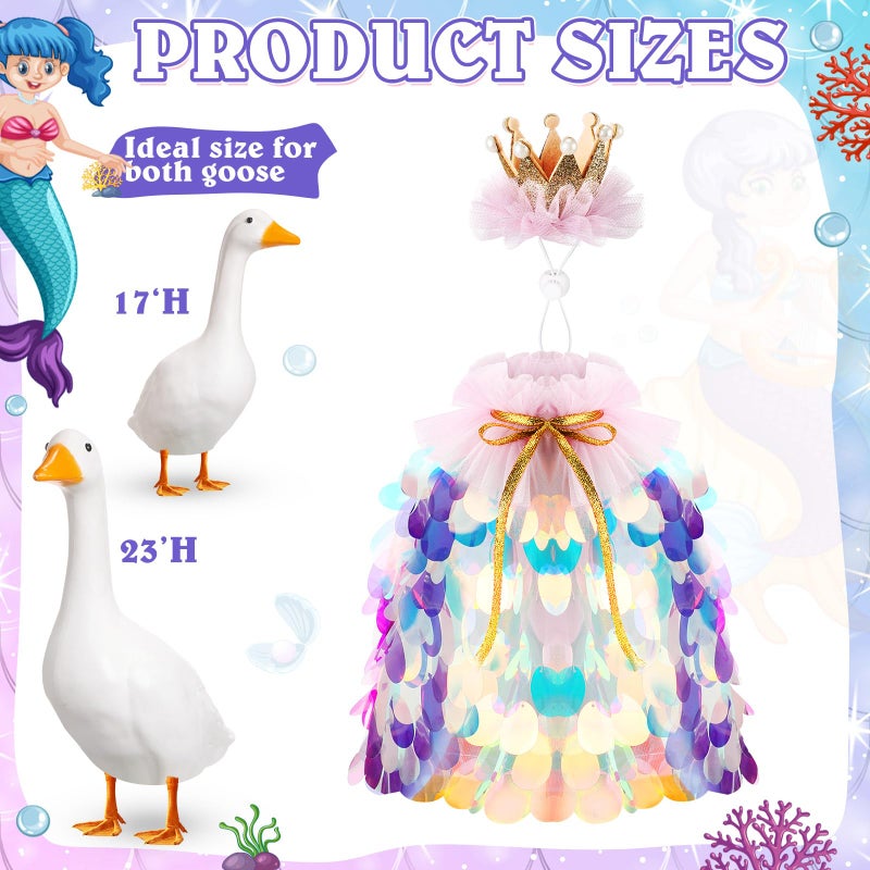 Jeere Princess Porch Goose Outfit Summer Halloween Porch Goose Outfit Cute Sparkly Rainbow Sequin Cape Costume 17"" 23"" Statue Cute Accessories For Cement Geese Outdoor Lawn Garden Yard(Blue) - Image 2