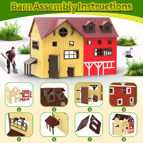 Dwi Dowellin Barn Farm Animal Toys for Kids,Tractor Trailer with Lights & Sound, Farm Barn Playset Horse Stable,Farm Accessories, Pig,Sheep,Goose Duck Birthday Gifts for Kids Toddlers Boy Girl 3-7 Years Old - Image 3