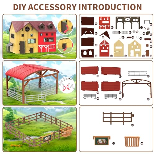 Dwi Dowellin Barn Farm Animal Toys for Kids,Tractor Trailer with Lights & Sound, Farm Barn Playset Horse Stable,Farm Accessories, Pig,Sheep,Goose Duck Birthday Gifts for Kids Toddlers Boy Girl 3-7 Years Old - Image 4